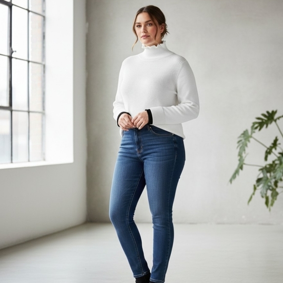 Calvin Klein Sweaters - Plus Sz 2X Calvin Klein White Turtleneck Sweater Office Casual Knit